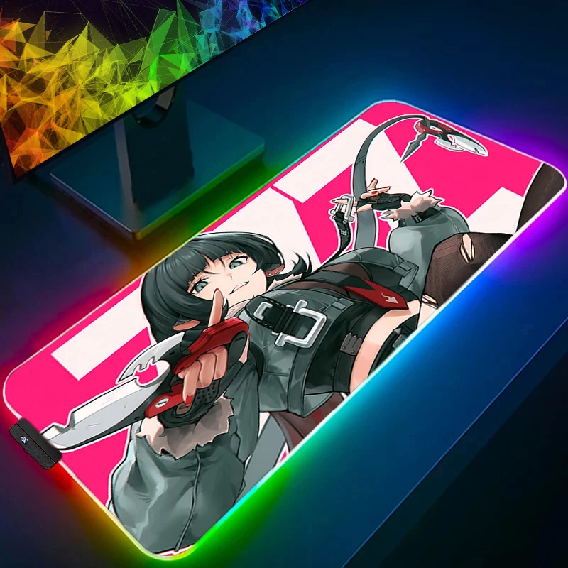 لوحة الماوس Gamer LED PC Computer Zenless Zone Zero Desktop Mat Jane Doe لوحة المفاتيح RGB Laptop Anime Gaming Accessories Mousepad