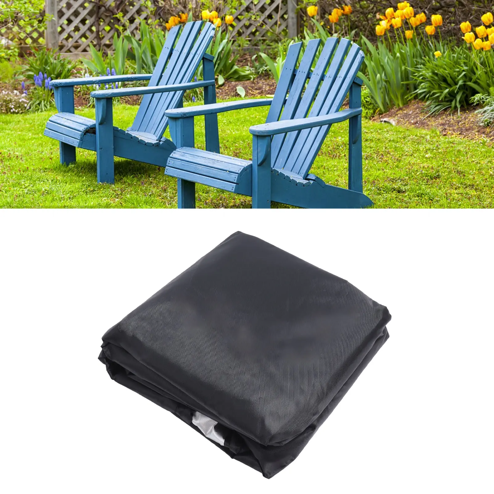 

Outdoor Chair Cover Black Oxford Cloth Waterproof Wind Dust UV Proof Furniture Covers With Buckle Adjustable Drawstring