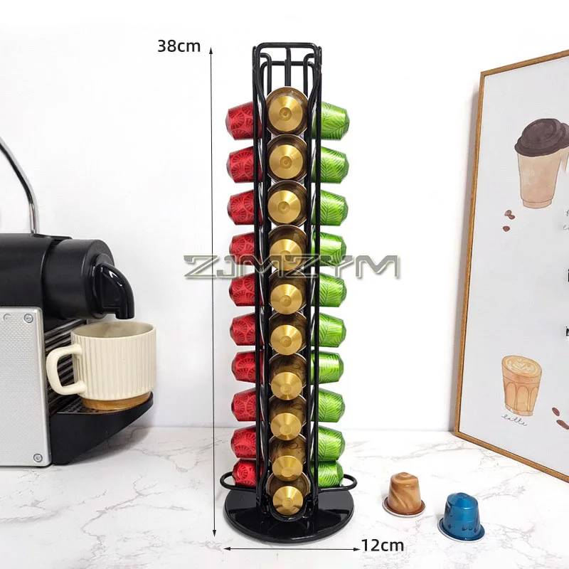 40 Pod Gold Coffee Capsules Coffee Pods Holder Rotating Rack Coffee Capsule Stand Storage Shelve Organization Holder