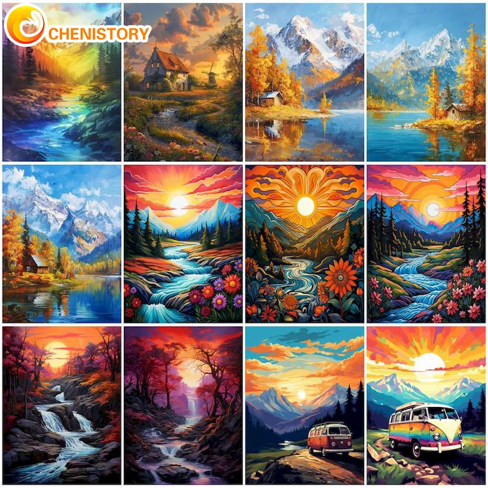 CHENISTORY Focus Picture By Number Complete Kit Landscape Oil Paint On Canvas For Painting DIY Kits Adults Drawing By Number Wal