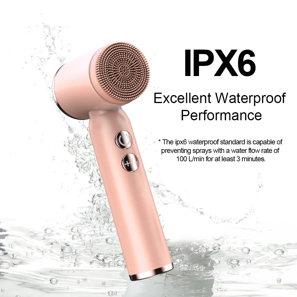FirmHome StoreLed Waterproof Face Cleaning Brush Exfoliating Massage Face Wash Brush Silicone Electric Facial Cleanser