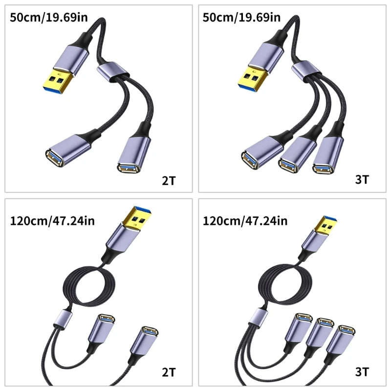 USB Splitter USB Charging Data &Transfer Cable Power and Multiple Device