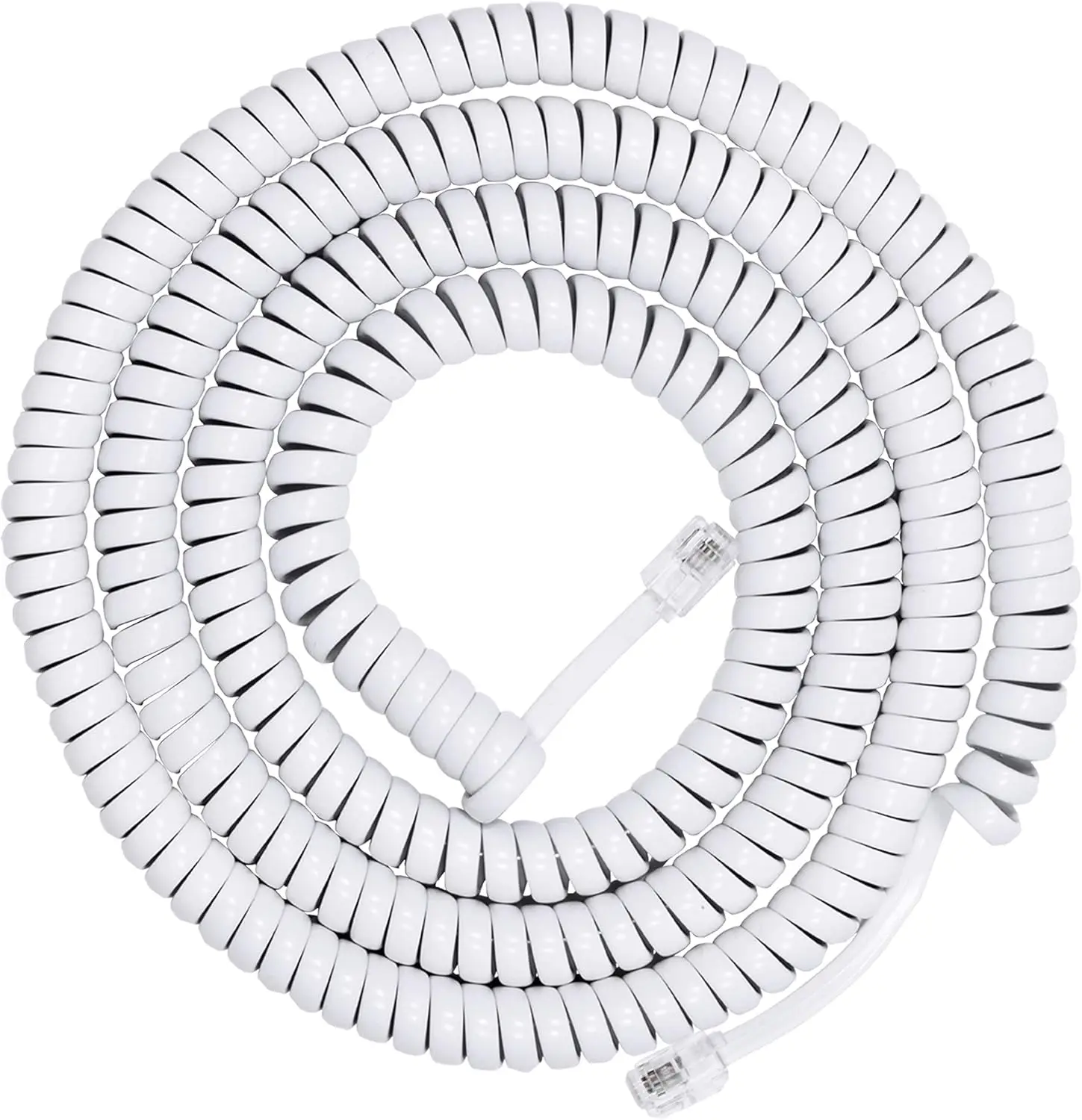 4 Feet Coiled Telephone Cord, 25 Feet Extended, Compatible with All Landline Phones for Home or Office Use in White