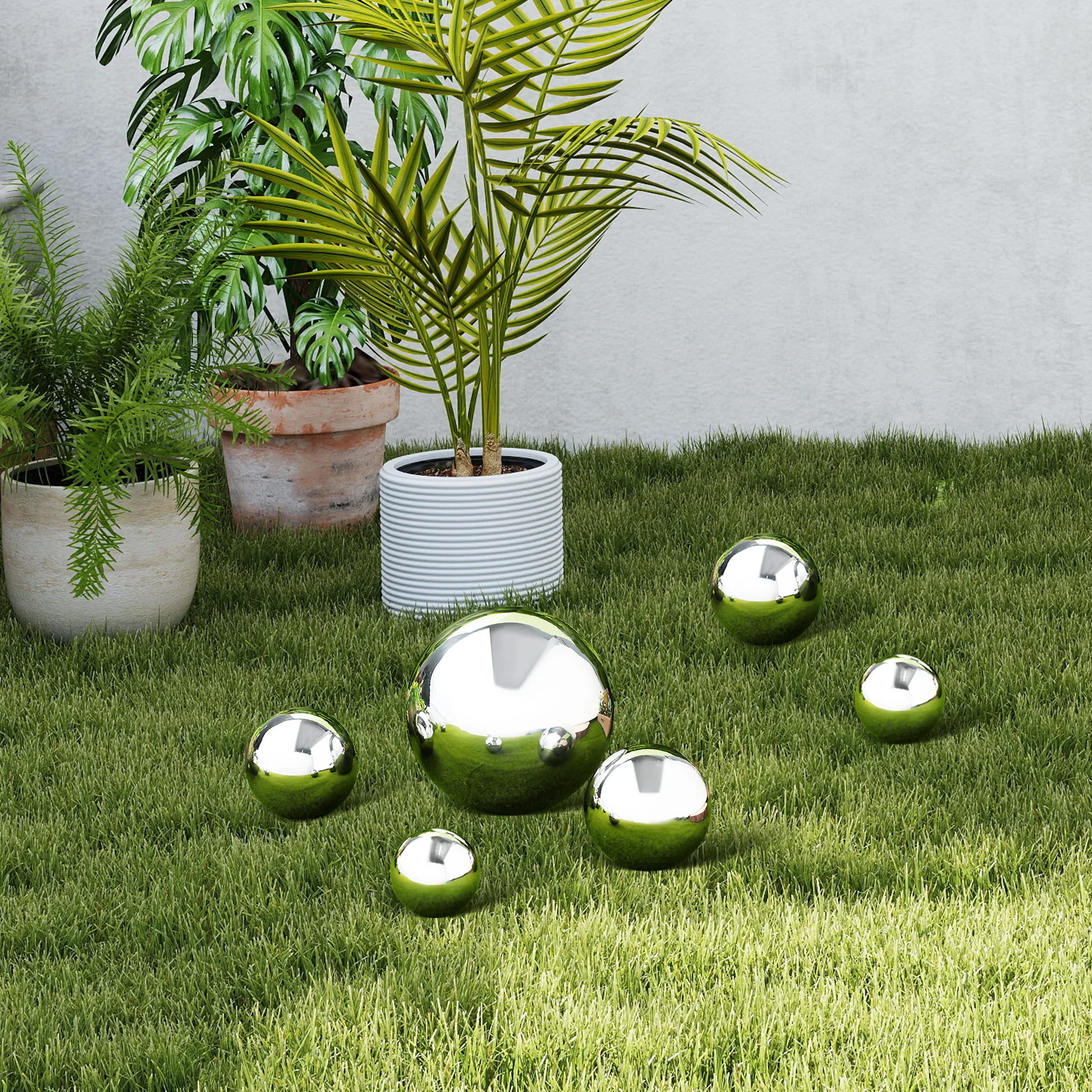 

6 Pcs Reflective Stainless Steel Ornamental Ball 304 Garden Gazing Globes Outdoor
