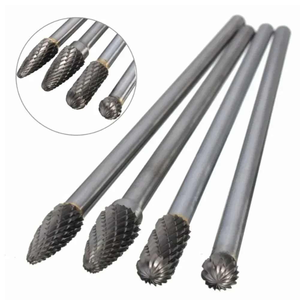 

4pcs Set Long Reach Double Cut Carbide Rotary Burrs Rotary Burr 1/4" 6mm Shank 150mm Long Carbide Cutter CNC Engraving Bit