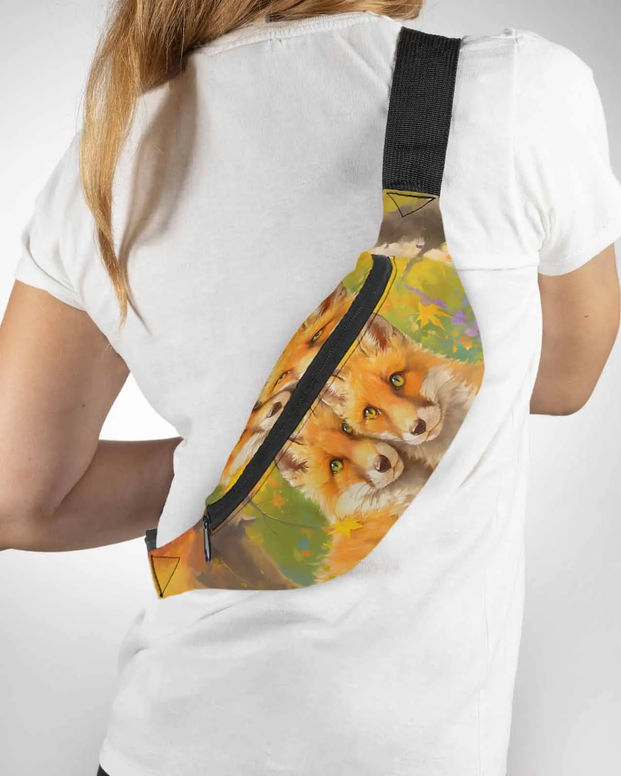 

Two Foxes With Maple Leaves In Autumn Men Women Waist Bag Fanny Pack Belt Bag Wallet Pouch Waterproof Banana Hip Bags