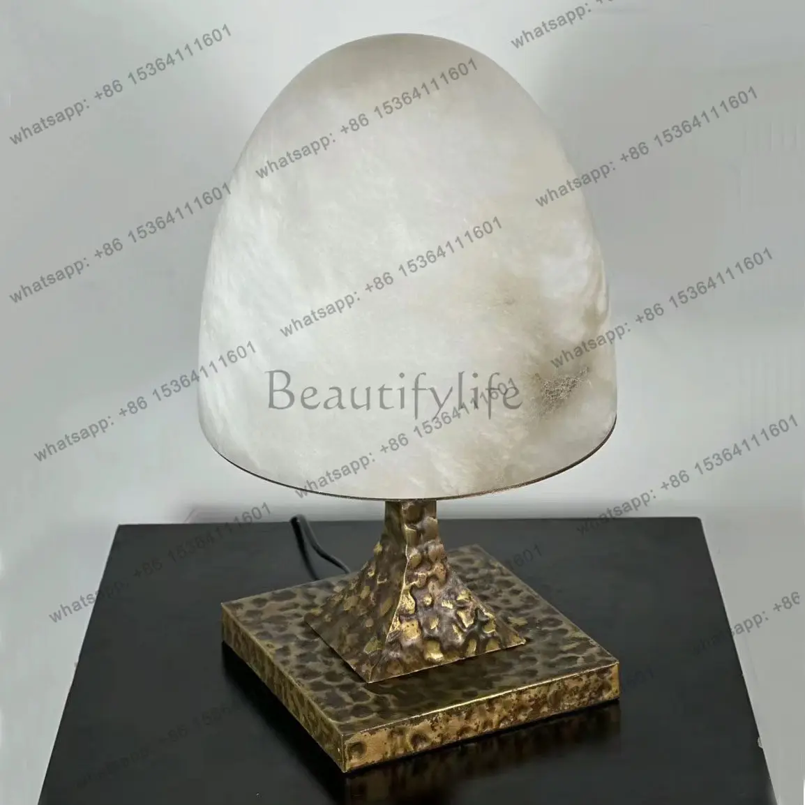 Retro hand-forged imported marble table lamp study living room bedroom model room customization