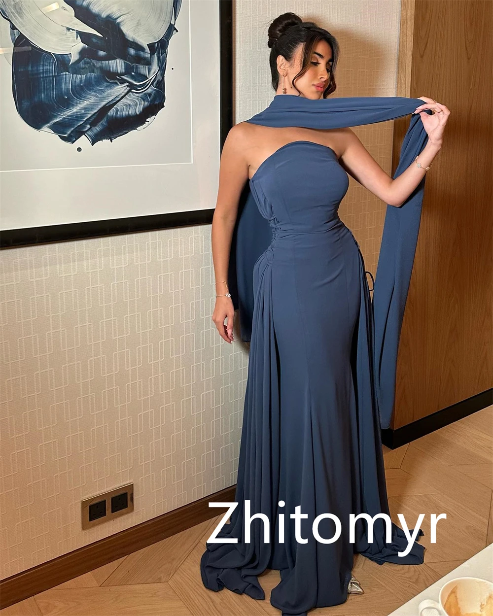 Customized Ball Exquisite Fashion Strapless A-line Cocktail Dresses Draped Skirts Sweep/Brush S Evening Vestidos Prom 2023 فساتي