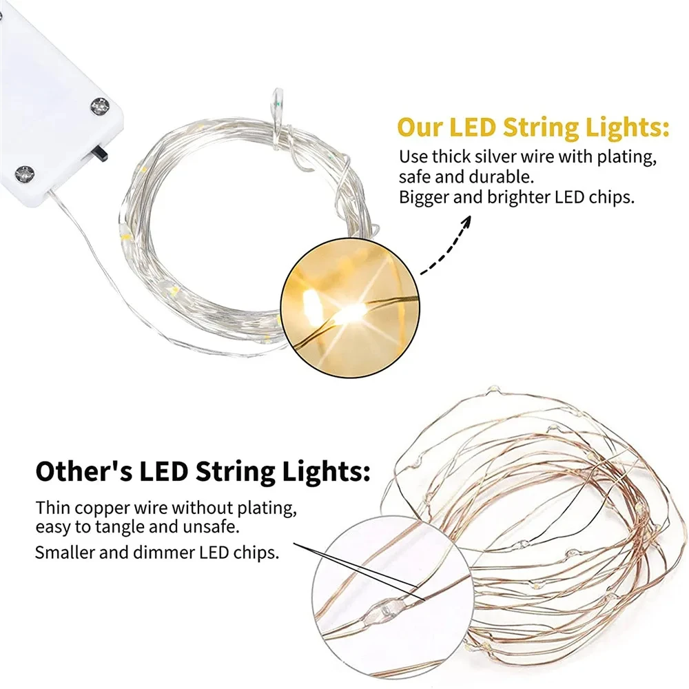 12 Pack Led Fairy Lights Battery Operated String Lights Waterproof Silver Wire 7 Feet 20 Led Firefly Starry Moon Lights for DIY