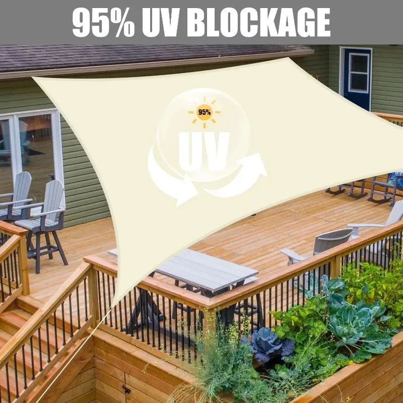Rectangular Sunshade Sail Waterproof 98% UV Block Sun Shelter for Outdoor Garden Patio Party Sunscreen Awning Thickened Canopy
