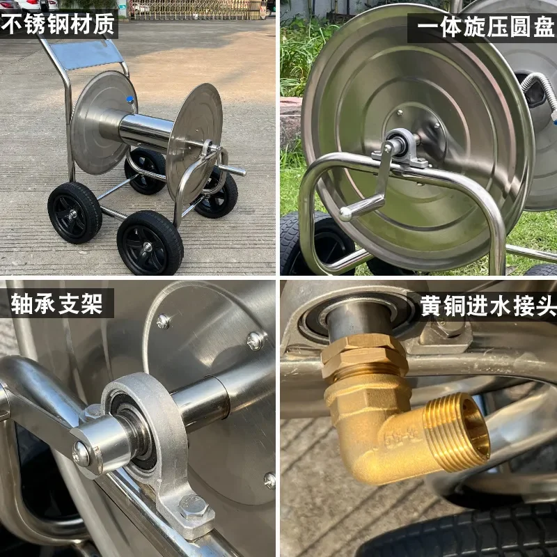 Stainless Steel Wall Mounted Hose Reel Holder for Garden Water Pipe Storage Rack Heavy Duty Car Wash Equipment Organizer 3
