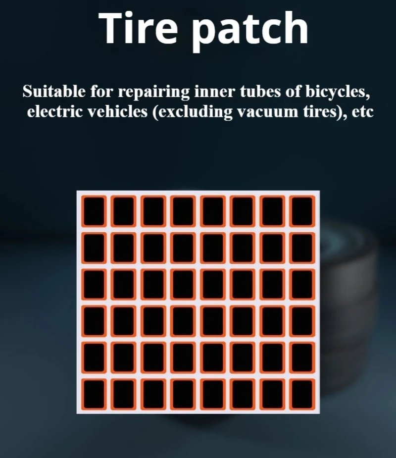 48PCS Bike Tire Patch Bicycle Tyre Tube Puncture Repair Rubber Patches Set Inner Tube Quick Repairing Tyre Protection Patch Tool
