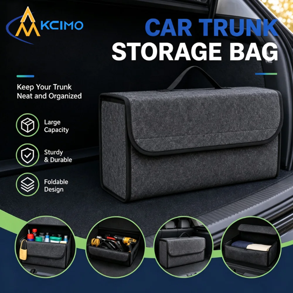 Kcimo 1Pc Car Trunk Storage Box Portable Boot Organizer Bag Foldable Sundries Tool Storage Container Auto Interior Accessories