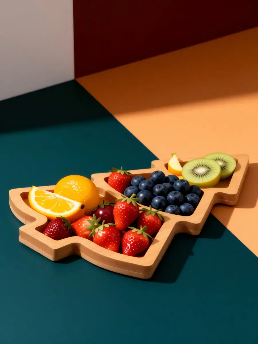 Wooden Christmas Tree Plate for Sharing Snacks Fruits Nuts Candies At Parties Family Gatherings Hotels Restaurants Dessert Tray