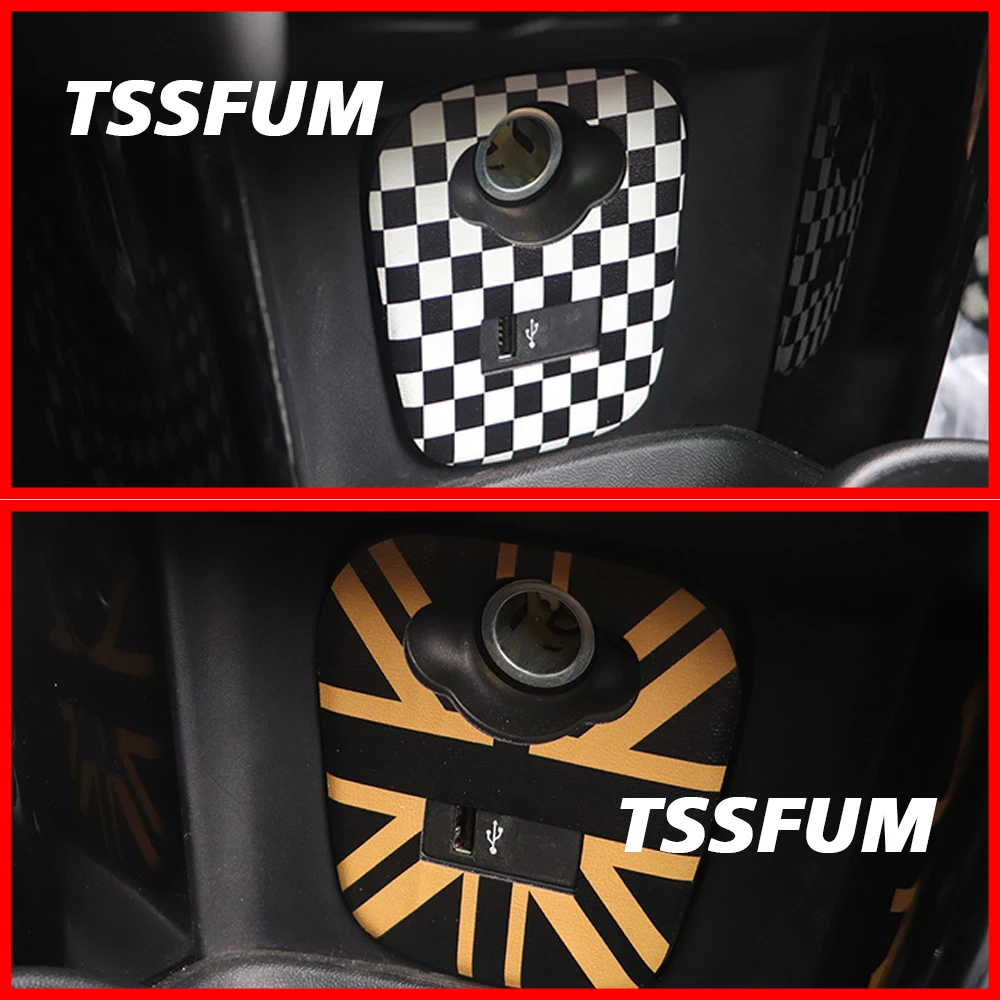 Union Jack Car Interior Cigarette Lighter USB Dashboard Panel Trim Cover Case Leather Sticker For Mini Cooper S One F55 F56 F57