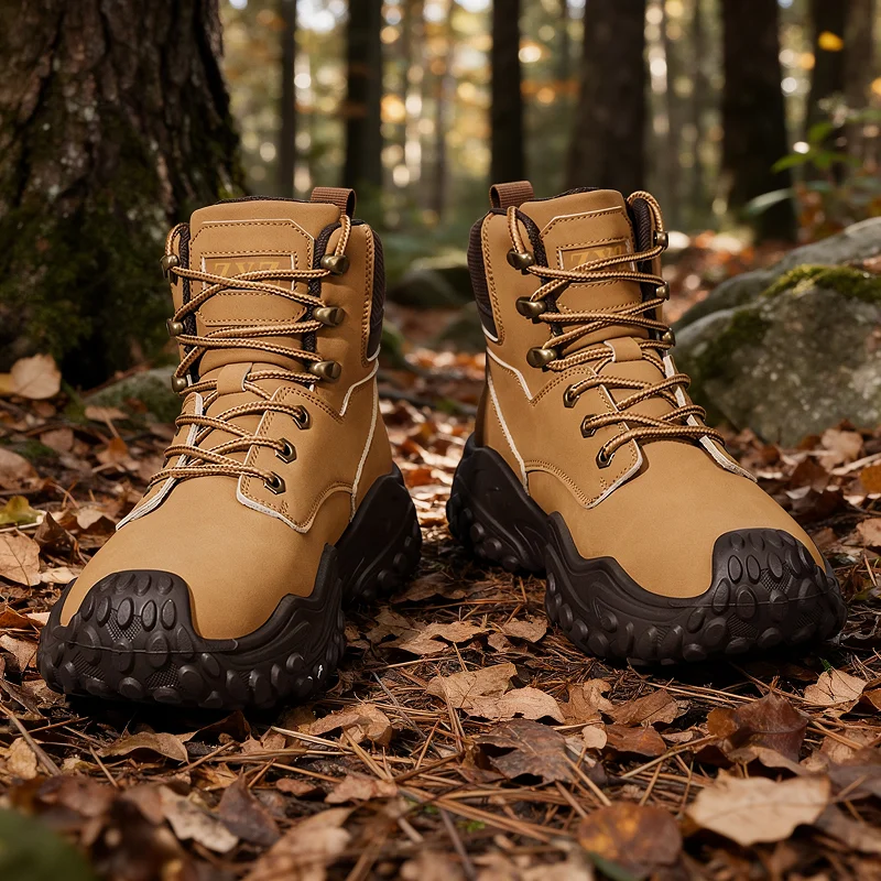 Outdoor Hiking Boots with Thick, Grippy Soles, Breathable Mesh Upper, Suitable for Mountain Climbing, Camping, Gravel Trails, and Are Fully Adaptable for Daily Outdoor Hiking, with Anti-Slip and Shock-Absorbing Feature