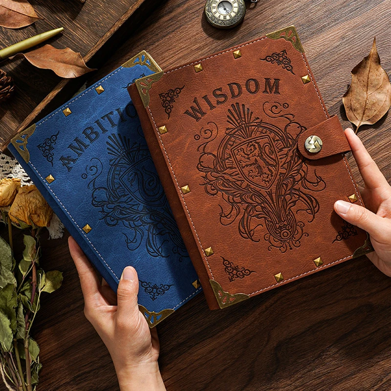 A5 Vintage PU Leather Magic Journal Notebook Retro Embossed Loose Leaf Diary Planner For School Office Gifts