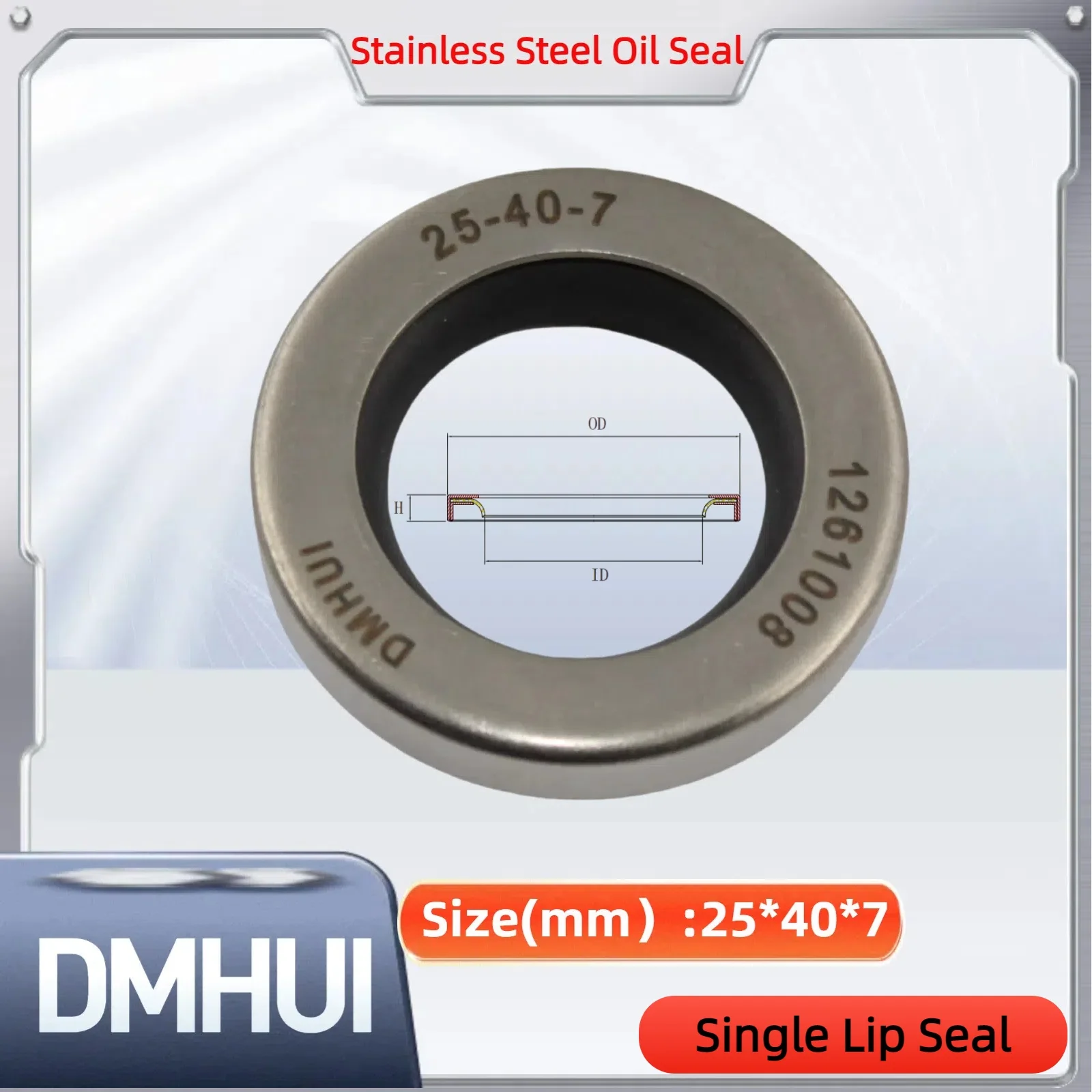 Oil Seal 25x40x7 Single Lip Seal Stainless Steel Oil Seal PTFE SS 25×40×7