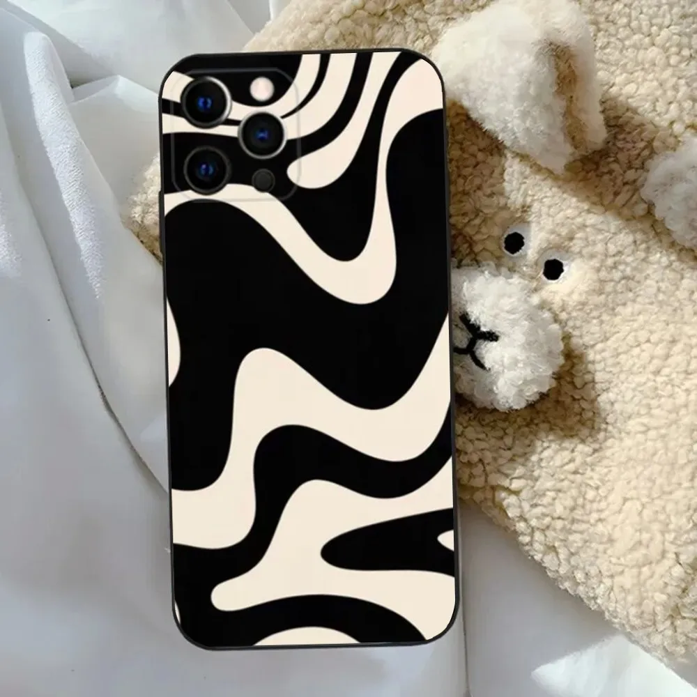 NEW Zebra Stripe Wrinkle Phone Case For Apple iPhone 15,14,13,12,11,Pro,X,XS,Max,XR,Plus,Mini Soft Black Cover