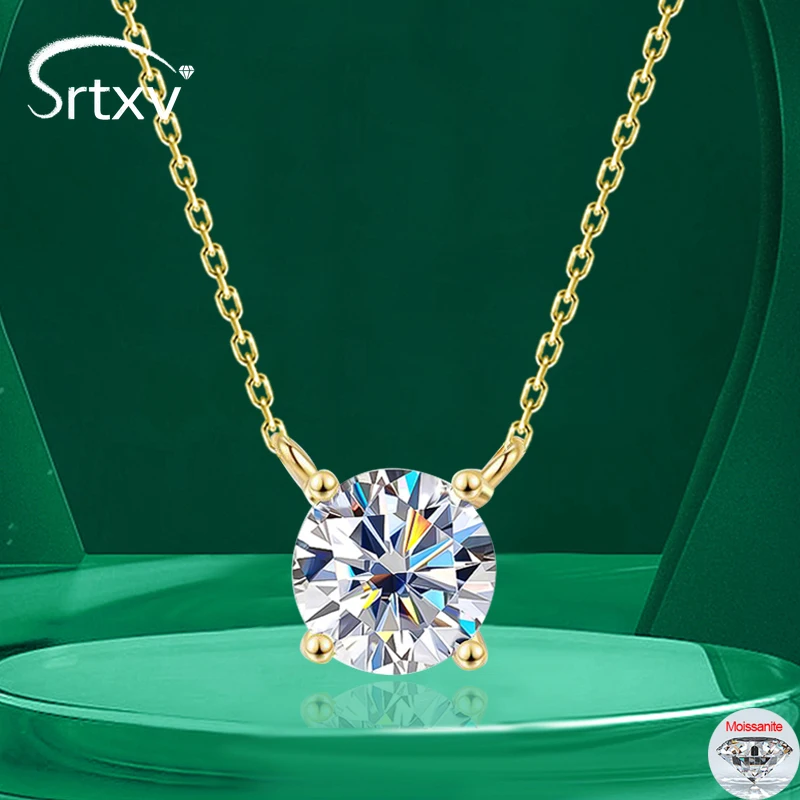 

Позолоченное ожерелье с муассанитом 1-5 карат D VVS1 для женщин, стерлинговое серебро S925, сверкающий свадебный кулон с бриллиантами, свадебные украшения GRA