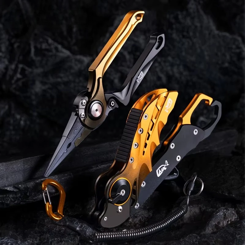 Foldable Aluminum Alloy Fishing Pliers Grip Set Fishing Tool Tackle Hook Recover Cutter Line Split Ring Accessories Fish