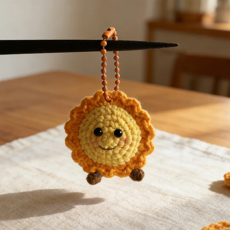 Hand-crocheted sunflower accessory gift, customizable