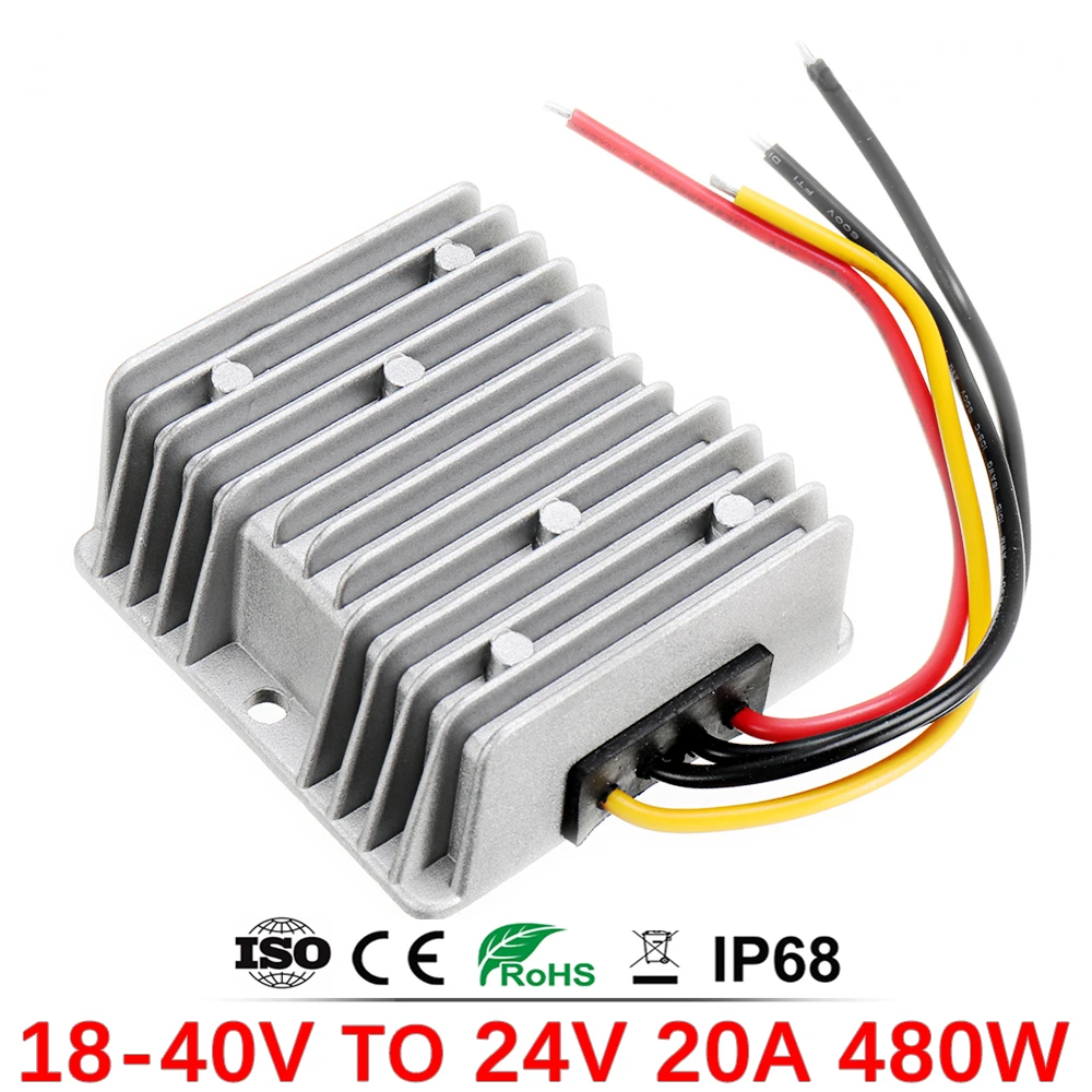 

18-40V 24V 36V to 24V 20A Voltage Stabilizer Regulator 24 Volt DC to DC Converter Boost Buck Power Supply For Cars Boats