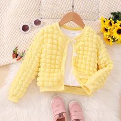 Spring Autumn Girl Shirt Kids Clothes Long Sleeve Button Yellow Puff Girls Tops Festival Casual Children Coat 2 3 4 5 6 7 Years