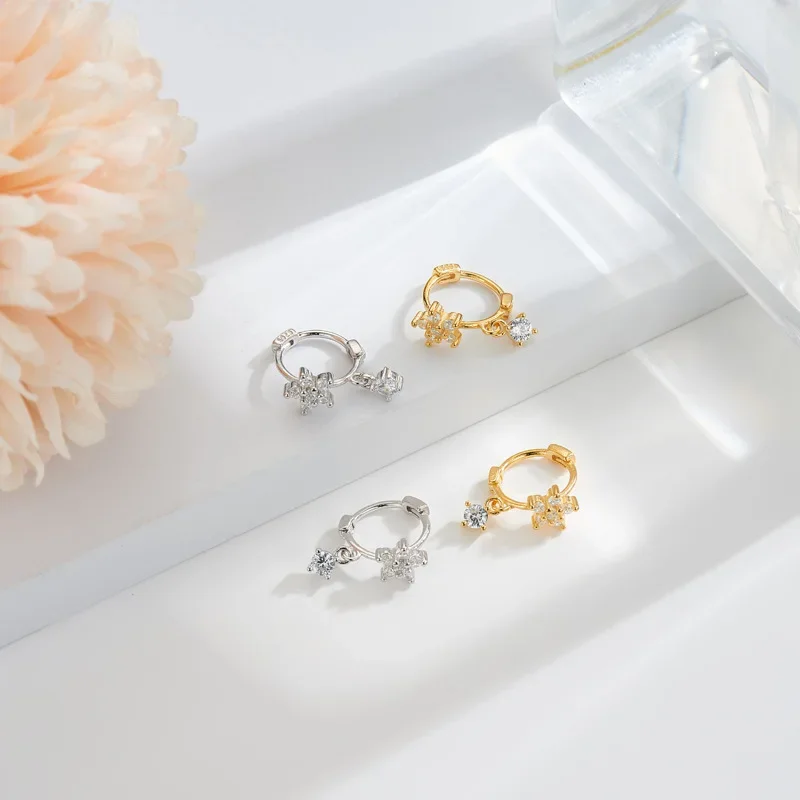 925 Sterling Silver Earrings Women Fashion Jewelry High Quality Simple Flower Hollow Long Tassel Earrings