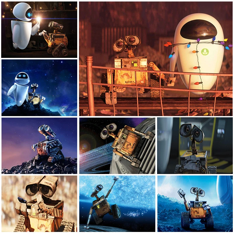 Robot mobilization Mosaic diamond painting Draw  Wall-E and Eva get along warmly Mosaic Rhinestone DIY Cross Stitch Decoration