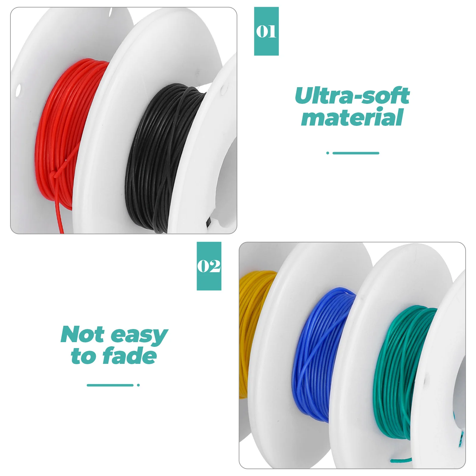 

5pcs 5 Rolls 30Awg Flexible Silicone Sleeve Wire High Temperature Resistant Soft Copper Electrical Cable For Diy Home Repair