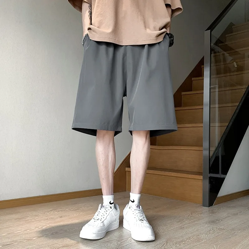 

Мужские быстросохнущие шорты из ледяного шелка, свободного кроя, повседневные, спортивные, длиной до колена