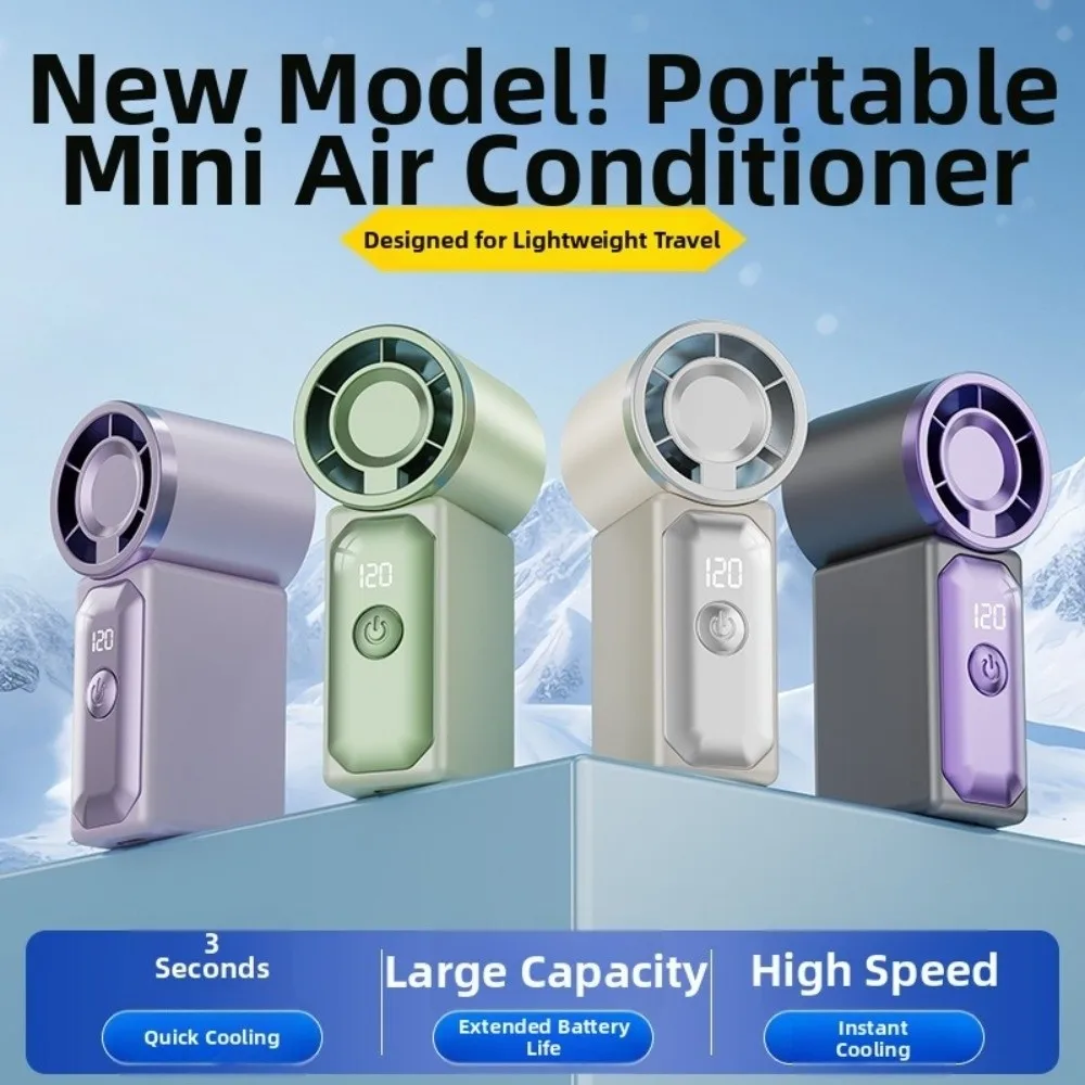 Convenient LED Display Portable Mini Fan High Speed Turbo Fan Electric Fan Powerful Wind Ultra-Quiet Personal Cooling Fan Office