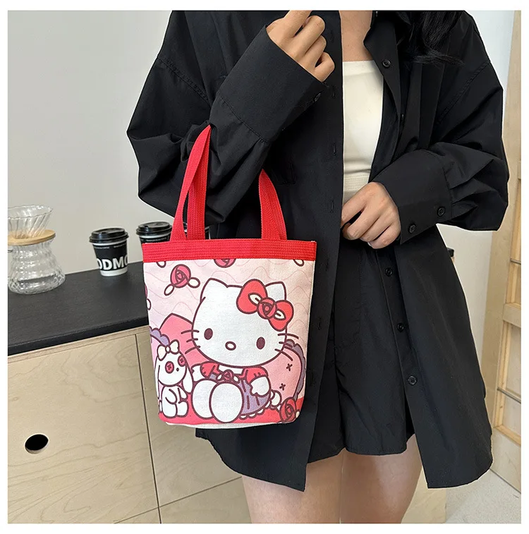 

Kawaii Sanrio Hello Kitty Y2K Women Shandbag Cute Cartoon Mymelody Kuromi Cinnamoroll Bucket Bag Bento Bag Girls' Crossbody Bag