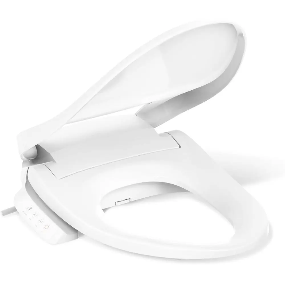 

Elongated Heated Bidet Toilet Seat with Warm Water, Quiet-Close Lid, Self-Cleaning Wand, Adjustable Pressure, Side Controls, Eas