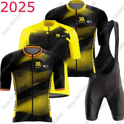 프랑스 투어 사이클링 저지 2025 세트 여름 벨기에 TDF 의류 도로 셔츠 정장 자전거 턱받이 반바지 MTB Maillot