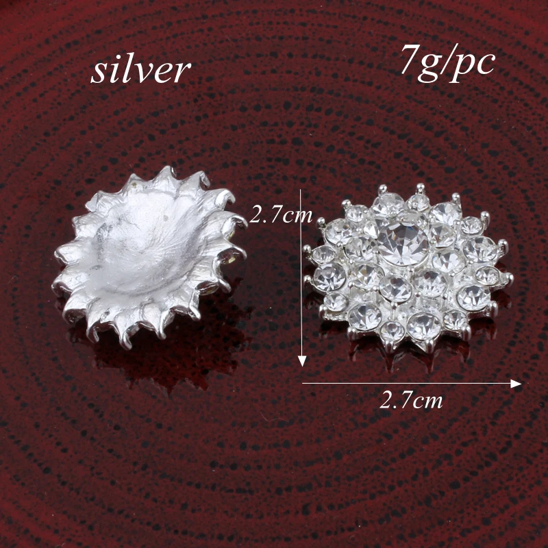 5pcs 2017 Metal Flatback Flower Pearl Crystal Buttons for Crafts Clear Alloy Rhonestone Buttons for Wedding Embellishments