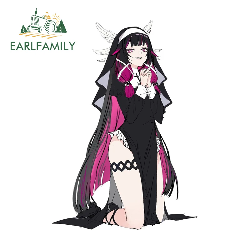 EARLFAMILY Nun Columbina Genshin Impact Motorcycle Stickers Anime Girl Fuel Tank Cap Decals Scratch Proof Car Stickers DIY