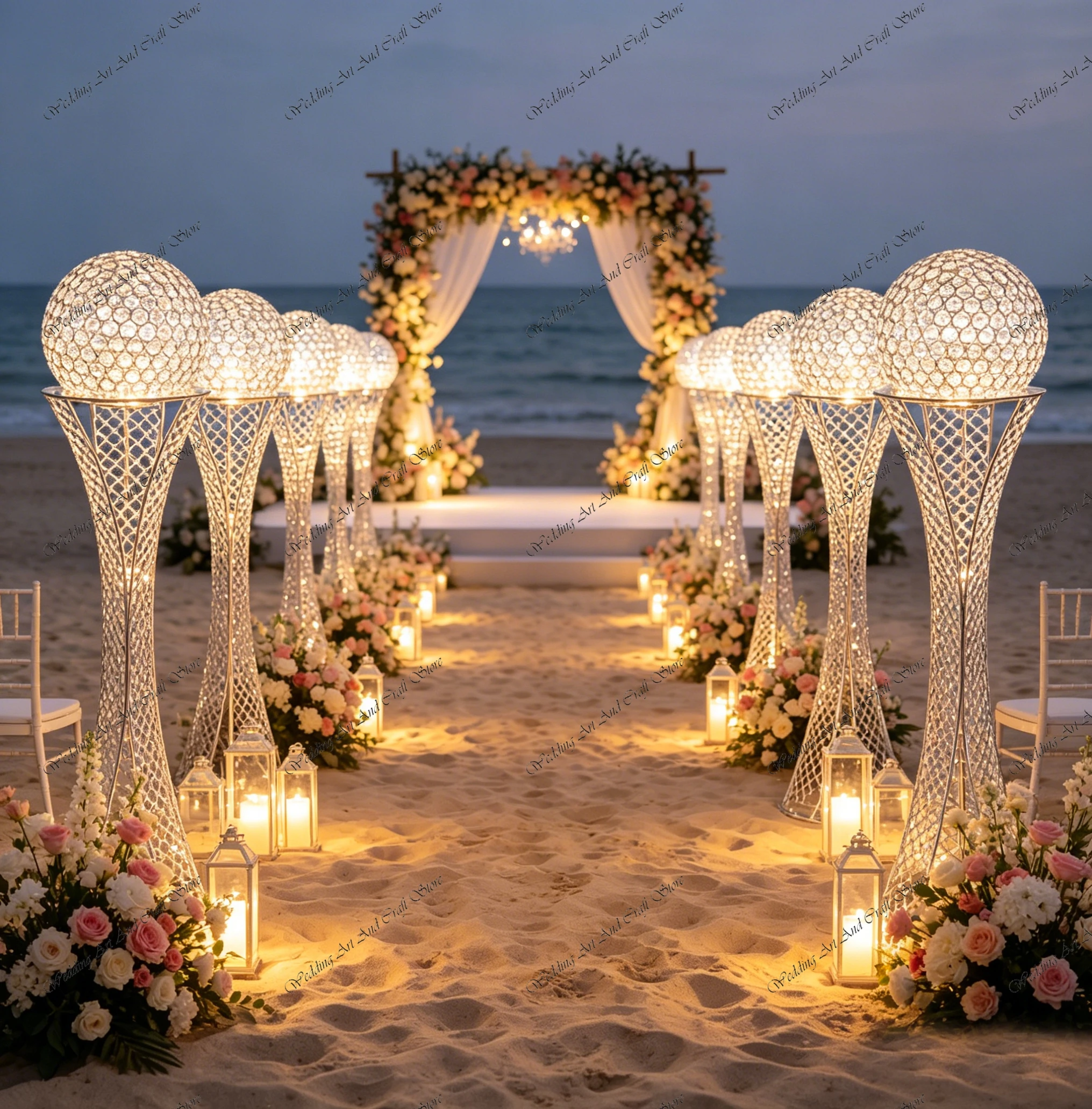 4pcs f30 100cm Wedding Crystal Gold Bead Table Centerpiece Flowers Vase for Wedding Decoration Event Party Decoration ivy1036