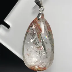 Natural Black Rutilated Quartz Colorful Inclusions Phantom Quartz Pendants Landscape Crystal Necklaces Rare Pink Lodolite Quartz