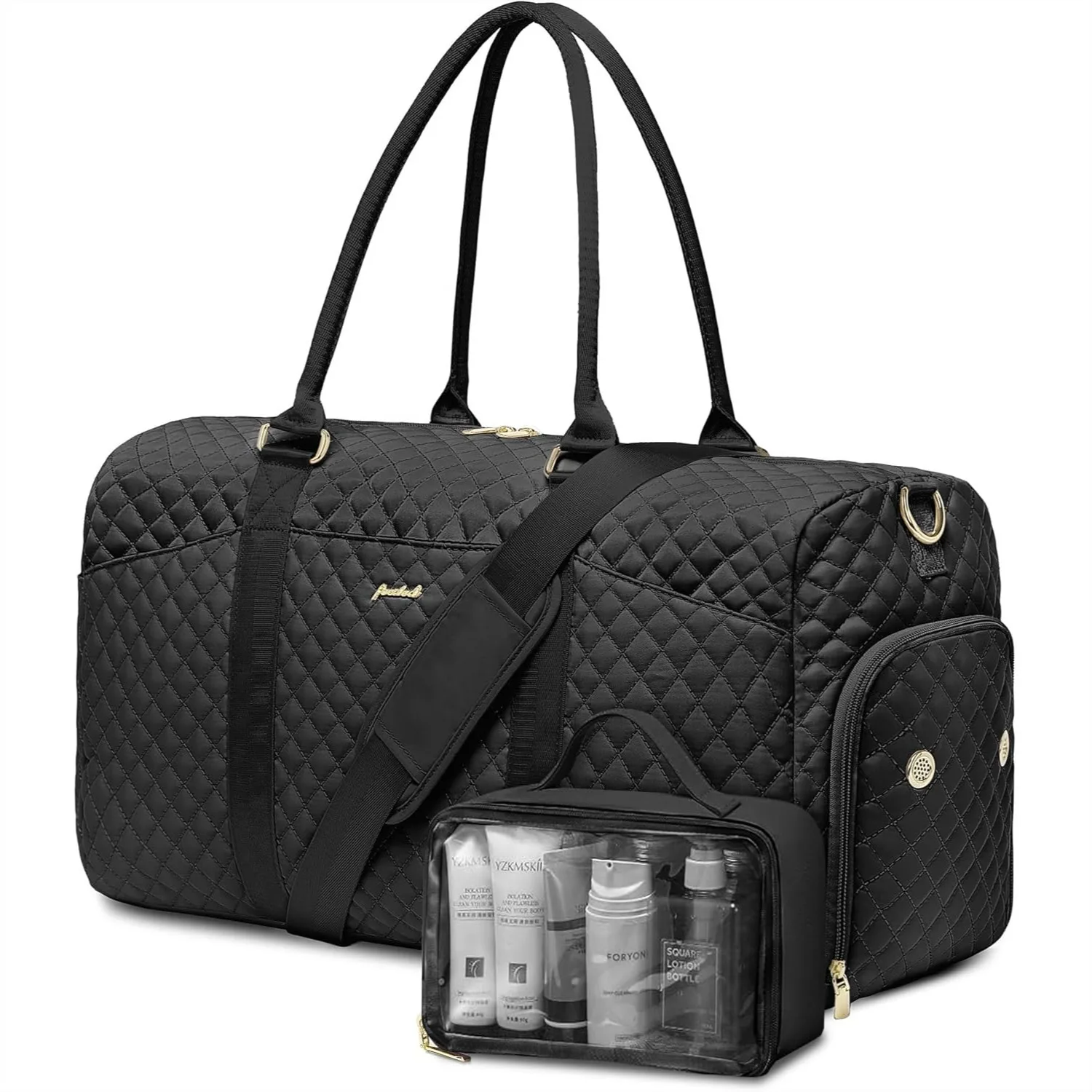 

Women Weekender Travel Duffle Bag with Shoe Compartment, Large Carry On Tote with Toiletry Bag, Overnight Bag for Traveling Yoga