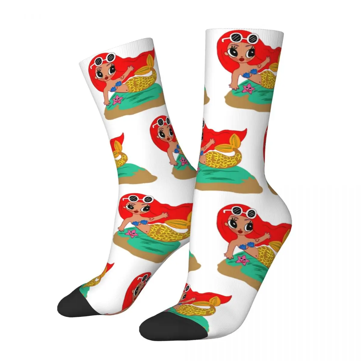 Fashion Karol G Little Mermaid Theme Basketball Crew Socks Accessories Autumn Winter Kawaii Soft Middle Tube Socks Non-slip