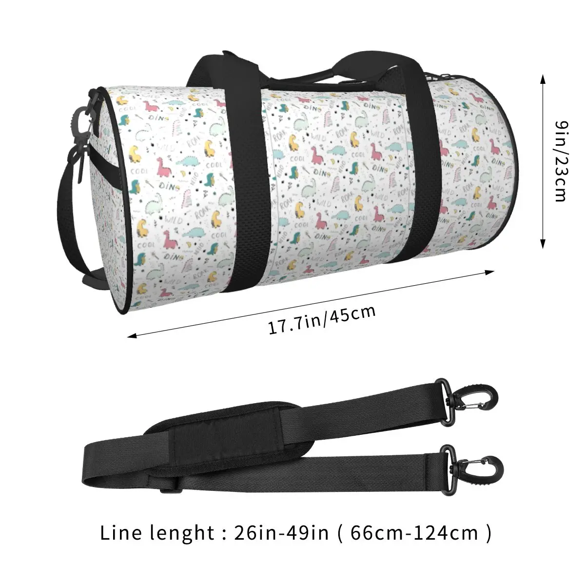 Gym Bag Floating Dinosaurs Pattern Sports Bag with Shoes Men's Oxford Custom Handbag Novelty Travel Fitness Bag