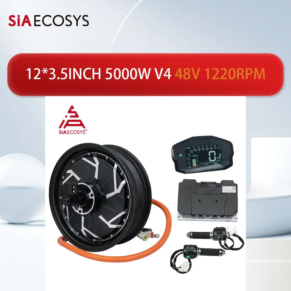 

QS Motor 12*3.5inch 5000W V4 48V 100kph 72V 150kph Hub Motor Kit With ND72680 Controller Conversion Kit for Electric Motorcycle
