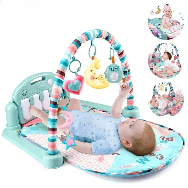 Bebê fitness suporte música jogar ginásio atividade brinquedos recém-nascido piano rastejando cobertor pedal jogo almofada educação precoce 0-36 meses presentes