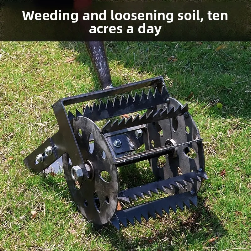 Hand Push Wheeled Weeding Machine Manganese Steel Agricultural Loosening Weeder For Garden