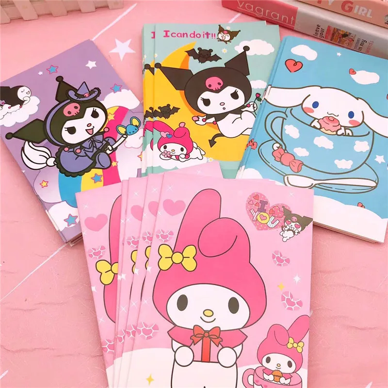 20pcs/lot Sanrio Melody Kuromi Notebook Cinnamoroll Notepad Cute Memo Diary Planner Stationery Gift Office School Supplies