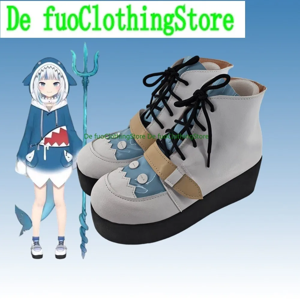 Hololive Gawr Gura Cosplay Shoes Anime Shark Girl Boots Customization Game Carnival Halloween Party Cosplay Shoes