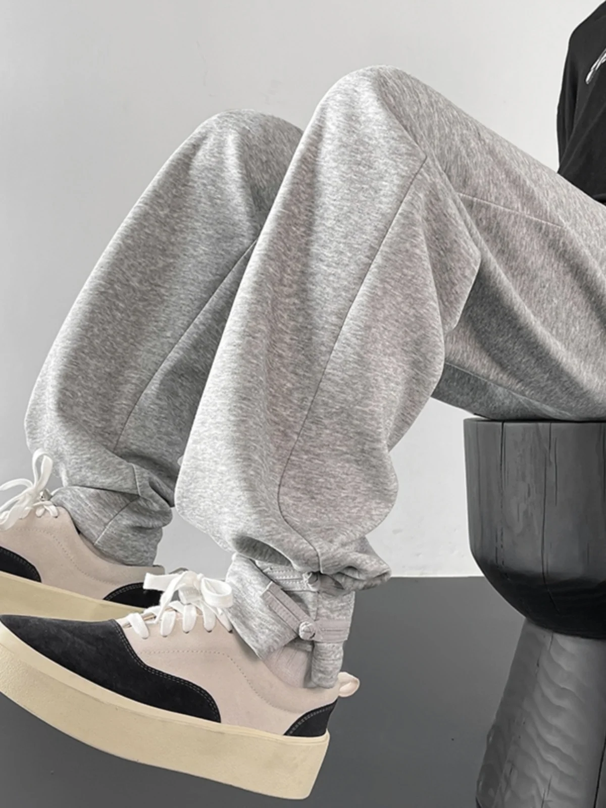 

Мужские повседневные брюки Cleanfit в китайском стиле с пуговицами и разрезами, модные брендовые уличные брюки с высокой талией и прямыми штанинами