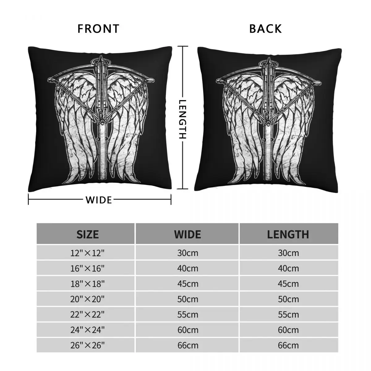 Angel Wings And Crossbow Dirty Pillowcase Polyester Linen Velvet Pattern Zip Decor Pillow Case Room Cushion Cover Wholesale